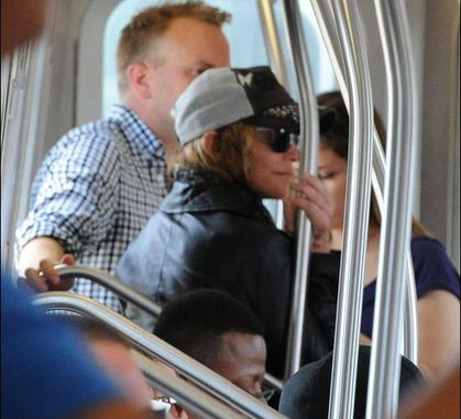 Madonna in Subway in New York - September 7, 2010