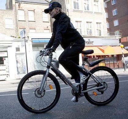 The Queen Madonna riding her bike in London - April 9, 2011