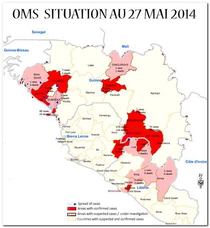 Etat Ebola au 27-05-14-Carte OMS-1