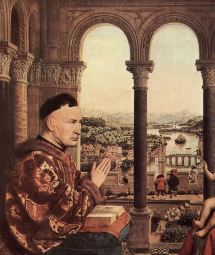 Jan van Eyck la vierge au chancelier Rolin - detail