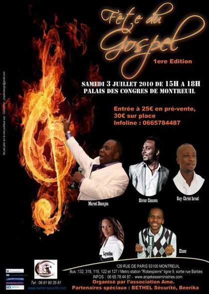 CONCERT DE GOSPEL DEMAIN SAMEDI AU PALAIS DES CONGRES DE MONTREUIL DE 15H A 18H