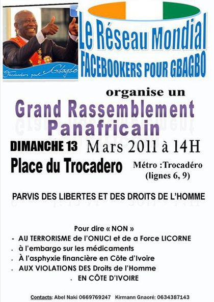Manif Gbagbo 13 mars 2011 au Trocadéro à Paris