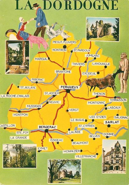 Cartes postales Map cards R La Dordogne
