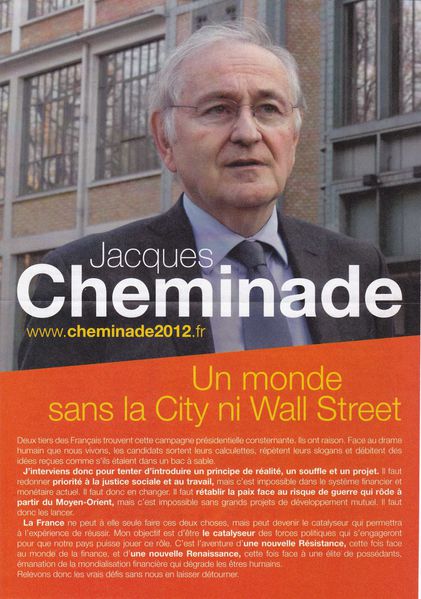 2012 Presidentielle Jacques Cheminade Affiche