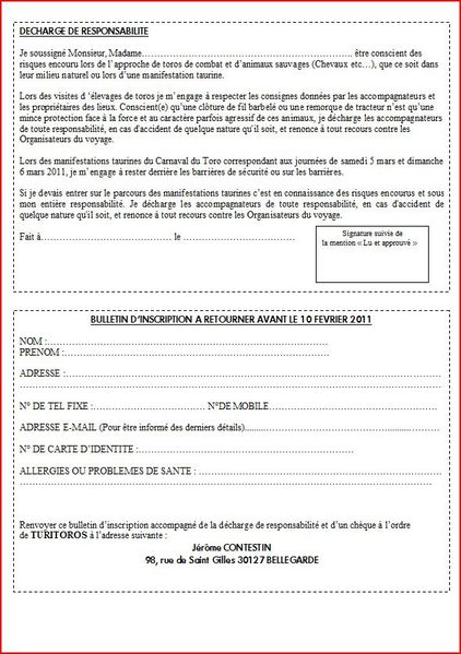 Décharge et Inscription