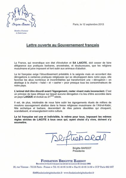 Lettre Gouvernement francais 12092013