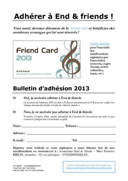 Bulletin d'adhésion 2013 Format A5