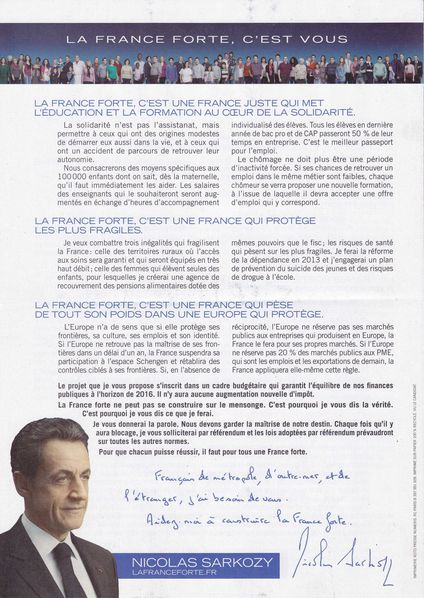 2012 Presidentielle Nicolas Sarkozy profession de foi 3