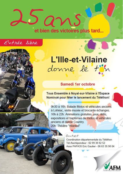 Affiche Téléthon Motos-voitures Ille-et-Vilaine