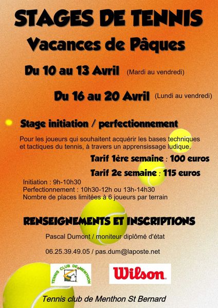affiche stage pascal paques 2012