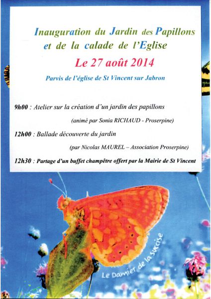 2014-08-27 Affichette Inauguration jardin des papillons