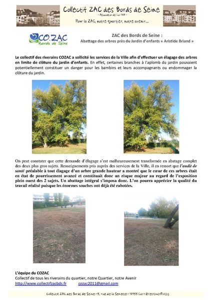 #208 COZAC - Abattage des arbres près du Jardin d’enfant