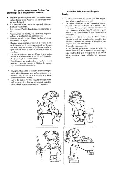 Brochure sur l'apprentissage de la propreté