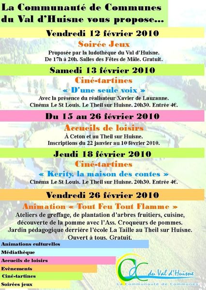 Mâle CdC Val d'Huisne Programme février 2010