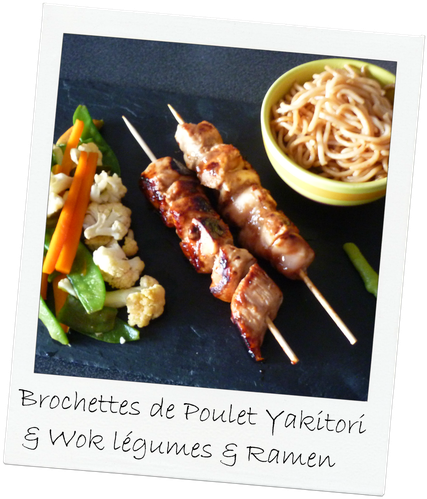 brochette poulet yakitori et wok légumes et ramen (10)