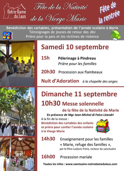 Fête de la rentrée à Notre-Dame du Laus le 11 septembre