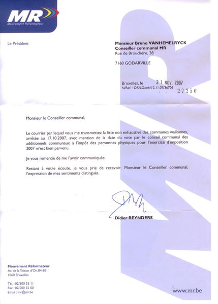 lettre de reynders a bv 20071121