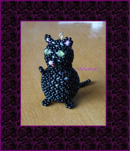 chat noir en perles 2