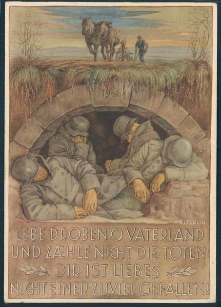 Allemagne Affiche laboureur et soldats morts 1941