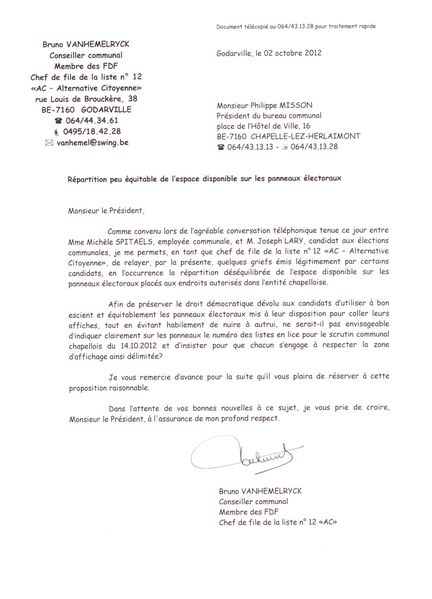 missive telecopiee de bv a philippe misson president bureau