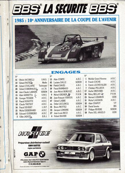 P604 Coupe Avenir 12 octobre 1985