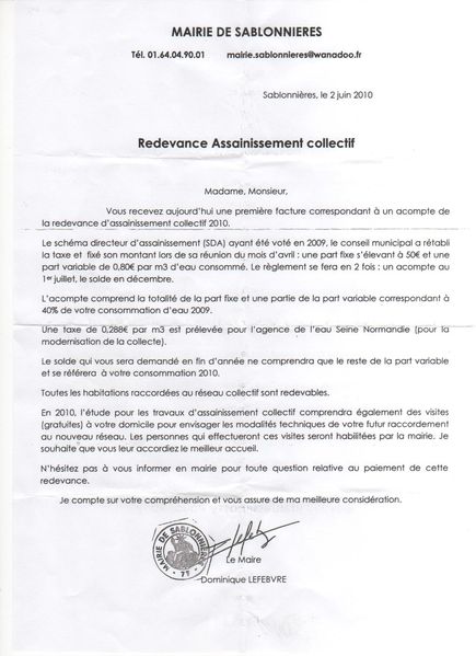 courrier mairie sablonnieres 5 juin 2010