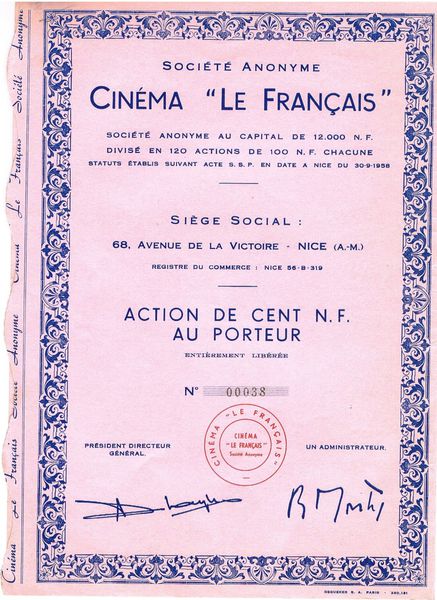 60 Societé anonyme Cinéma LE FRANCAIS