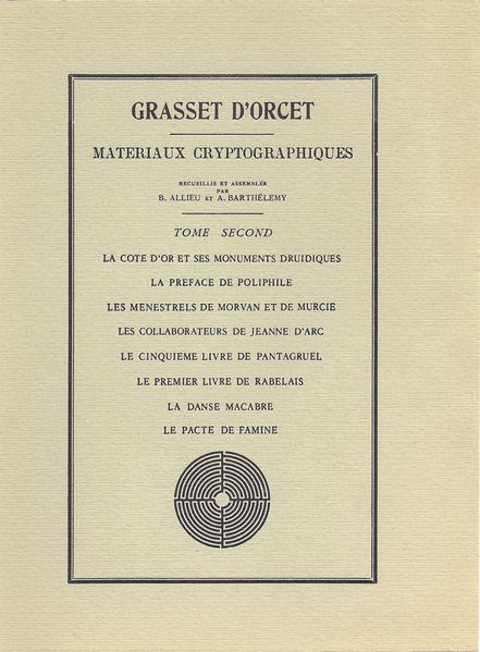 Grasset D'Orcet - Matériaux Cryptographiques Tome Second.