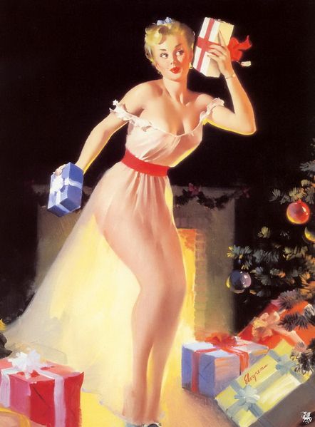 a christmas eve waiting for santa - elvgren pin-up 0357 a christmas eve waiting for santa