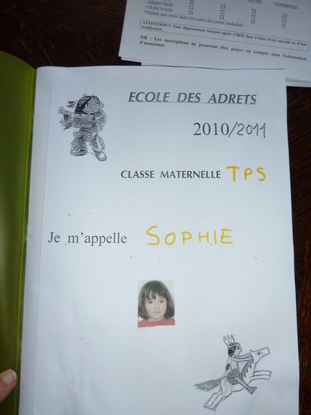 sophie cahier ecole