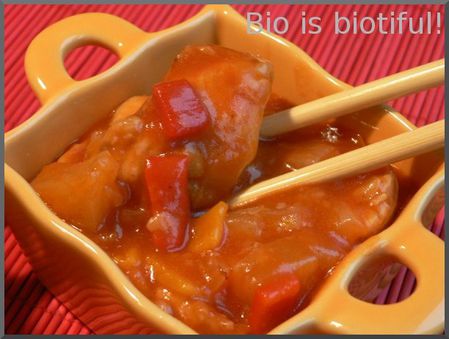 Poulet sauce aigre douce et riz cantonais 2