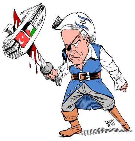 Netanyahu Bloodthirsty Pirate by Latuff2