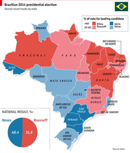 Geopolitique du vote Bresil 2