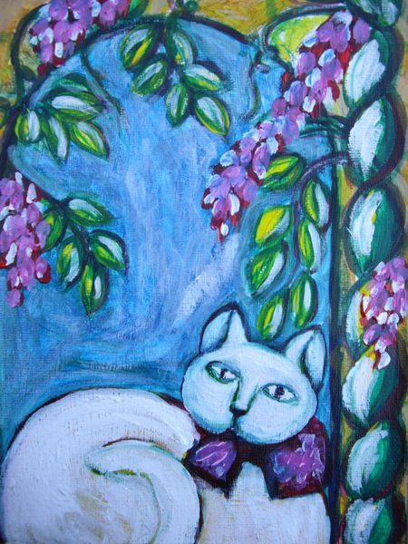 Le chat a la glycine