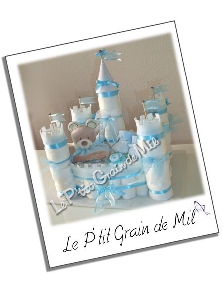 chateau fort bebe baby diaper cake castle gateau de couches