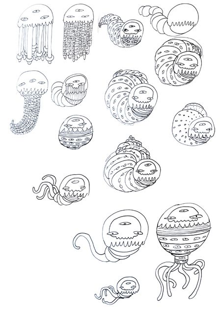 teratoiid scans dessins dessin esquisses poulpe chenille ve