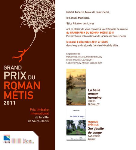 Invitation Grand Prix du Roman Metis 6 dec 2011