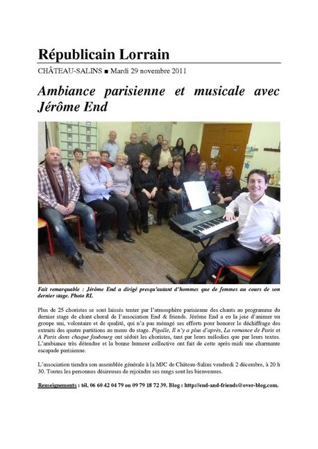 Bilan du stage de chant Paris Polyphonies - Extraits RL 2