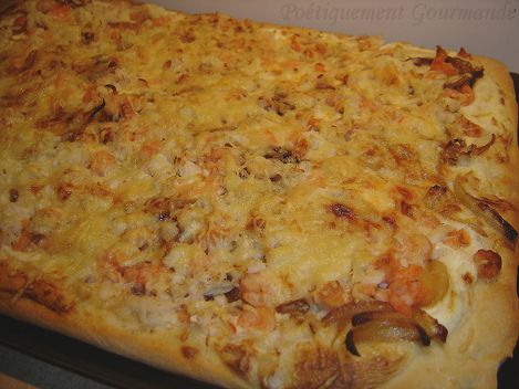 pizza au saumon et crevettes