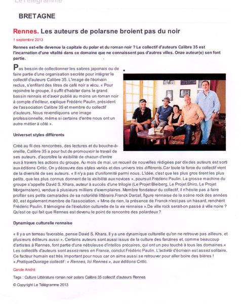 Le Télégramme 1 sept 2013