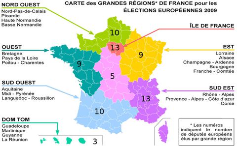 Regions vote Europeennes en France 2009