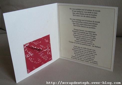 Carte de félicitations pour mariage - Scrapbooking de Stéphanie