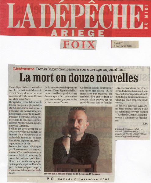 Article Dépêche Foix 8-11-08