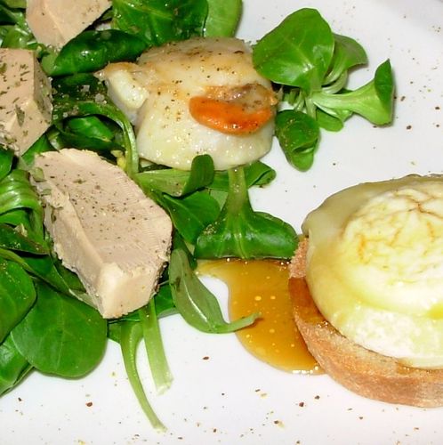Salade st-jacques, foie gras & chèvre5