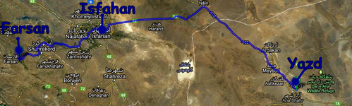 Carte itinéraire YAzd Farsan