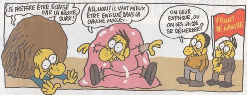 Caricature Charb droite dure gauche molle FDG