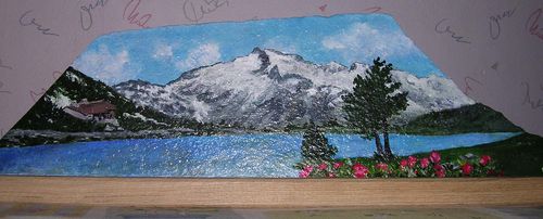 Acrylique - paysage de savoie peint sur Lauze