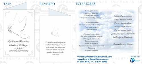 Guillermo Arriaza tarjetas de Condolencias Modelo Paloma 4,