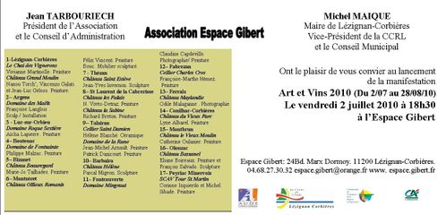 Invitation Art et vins 2010