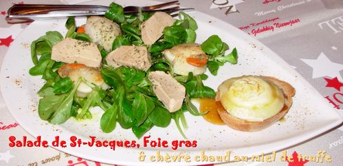 Salade st-jacques, foie gras & chèvre2